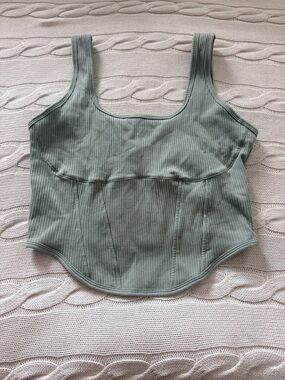 PINK Victoria's Secret Ribbed Sage Green Bralette Tank